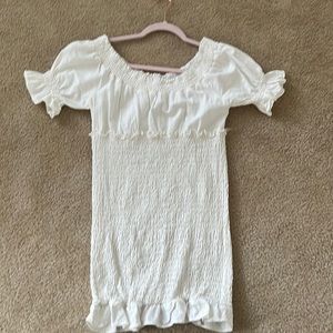 White smocked mini dress